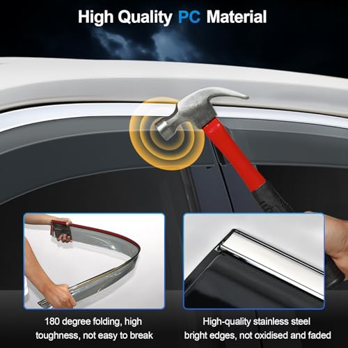 Sze Rain Guards Compatible with 2025 2026 Nissan Kicks Side Window Deflectors Anti-Rain Window Visors with Tape 304 Stainless Steel Trim–Noise Reduction & All-Weather Protection Outside Channel-4pcs - size: For Nissan Kicks 2025+