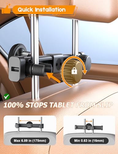 OHLPRO 2 Pack Tablet Holder for Car Headrest,Magnetic Tablet Mount for Car Backseat,Gifts Road Trip Essentials for Kids,Fits for All Device Like iPad Pro, Air, Mini, Galaxy, Fire HD