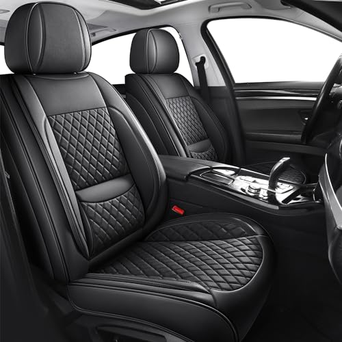 MIROZO Seat Covers Full Coverage,Leather Car Seat Cover for SUV Sedan Truck - color: Black, size: 5PCS Full Set