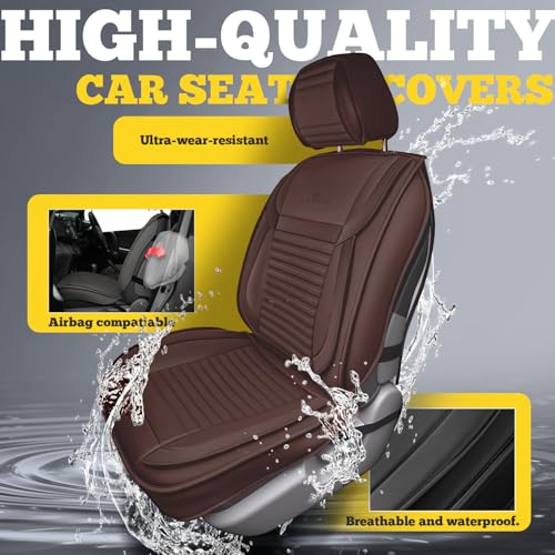 LINGVIDO Car Seat Covers Full Set, Faux Nappa Leather, for Sedans and SUVs - color: Brown, size: Full set