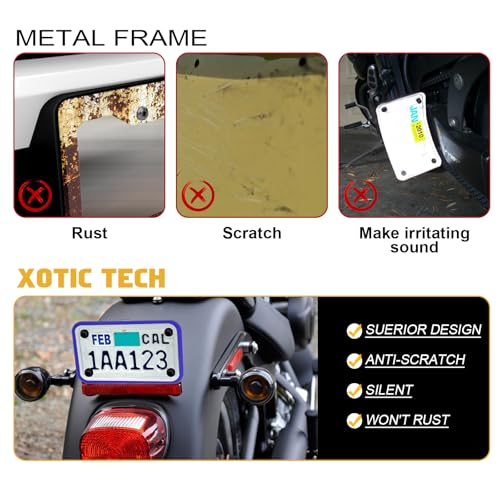 x xotic tech Motorcycle Silicone License Plate Frames, Motorbike License Plate Holder, Rust Proof, Rattle Proof, Weather Proof(Blue, 7.56" x 4.53") - color: Blue