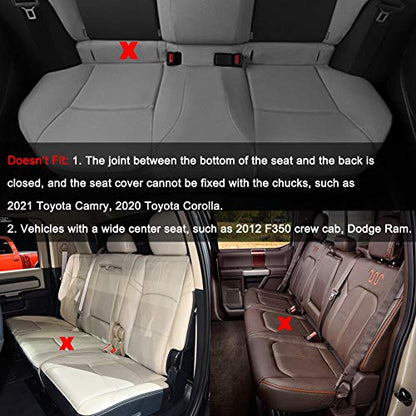 Black Panther Luxury PU Leather Rear Car Seat Cover Adjustable Length (49-55'') Back Bench Seat Protector Fits 90% Standard Two-seat Rear Row, for Seat Bottom Only, Triangle Quilted Design, Gray - color: Rear Gray