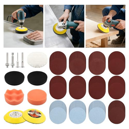 131 Pcs 3 Inch Sanding Discs Drill Polishing Kit, Drill Sanding Attachment