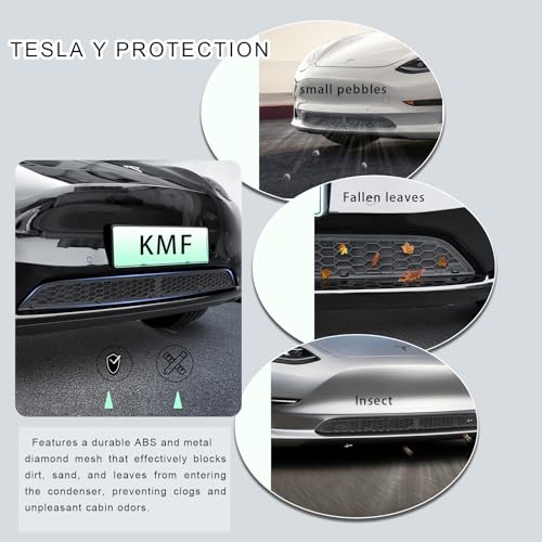 KMF Grille Mesh Inserts for 2019-2024 Tesla Model Y Accessories, ABS Front Air Inlet Vent Grille Cover Detachable Replacement with Insect Protection,Model Y Grill Mesh - size: for 2019-2024 Tesla Model Y