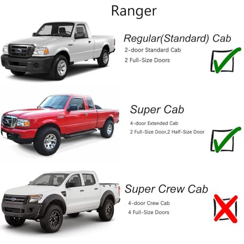 Window Visor Rain Guard for 93-11 Ford Ranger,94-10 Mazda B2300/B4000 92083 - size: For 1993-2011 Ranger