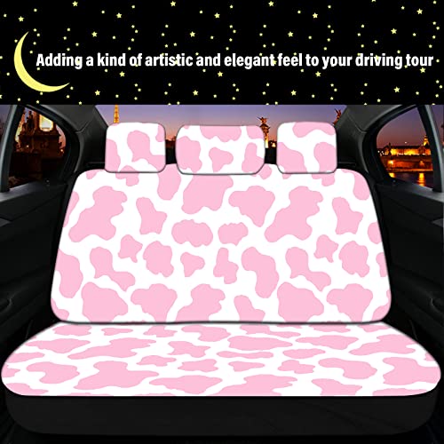15 Pcs Car Steering Wheel Cover Center Console Armrest Pad Headrest Seat Belt Cover Handbrake Cover Keychain Coaster Full Set Car SUV (Pink Cow) - color: Pink Cow