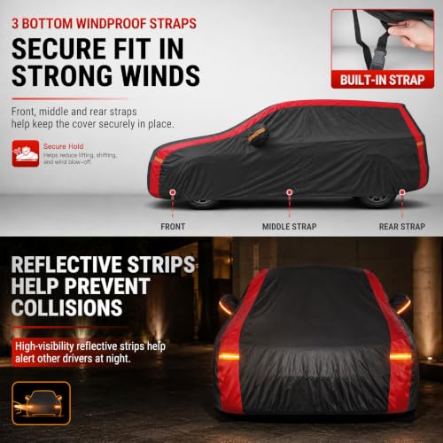 SUV Car Cover Custom Fit Toyota RAV4 (2005-2026), 100% Waterproof All-Weather Car Covers, Outdoor Full Exterior Cover with Winter, Sun, Rain and UV Protection with Windshield Sun Shade - size: Custom fit Toyota RAV4