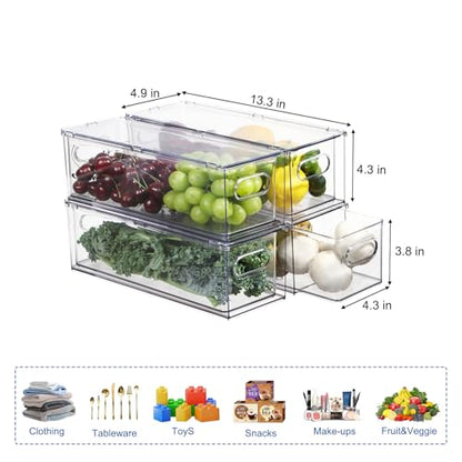 Fridge Organizers and Storage Pull Out Drawer, 4 Small - size: 4 Small