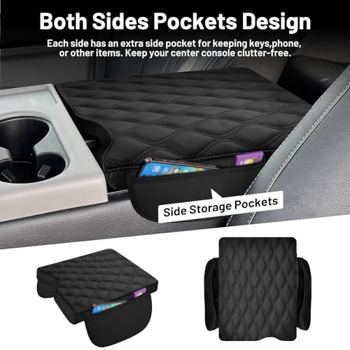 Autorder Center Console Cover for 2015-2025 Ford F150/2017-2025 F250 F350 F450 Accessories Armrest Cover with Storage Bag Anti-Scratch Middle Console Pad Leather Armrest Pad(Jump Seat Only) - size: 2015-2025 Ford F150 with Jump Seat