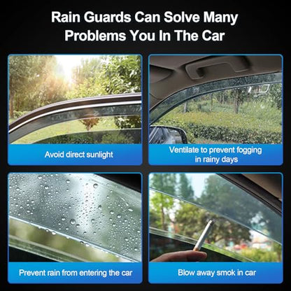 Sze Rain Guards Compatible with 2025 2026 Nissan Kicks Side Window Deflectors Anti-Rain Window Visors with Tape 304 Stainless Steel Trim–Noise Reduction & All-Weather Protection Outside Channel-4pcs - size: For Nissan Kicks 2025+