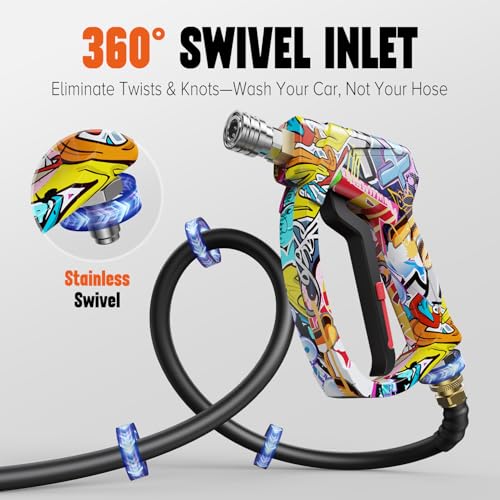 Short Pressure Washer Gun with Swivel, Power Washer Gun - size: 360° Swivel