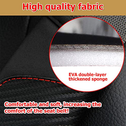 AUCELI 2PCS Carbon Fiber Car Seat Belt Cover, Breathable Leather, Black - color: Black