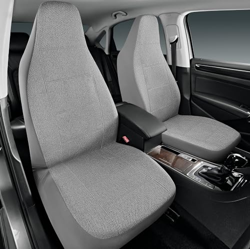 Road Comforts Car Seat Covers for Front Seat, High Back Heavy Duty Breathable Flax Seat Protector, Airbag, Not Seat Belt Compatible, Washable Seat Cover Fits for Most Cars, Trucks, SUVs, Vans - color: gray, size: Front High Back