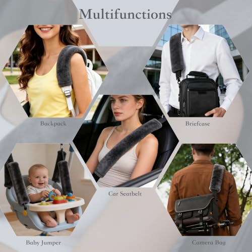 Amooca 25.6in Extra Long Furry Universal Car Seatbelt Cover Shoulder Pad - color: Dark Gray, size: 25.6in 1pack