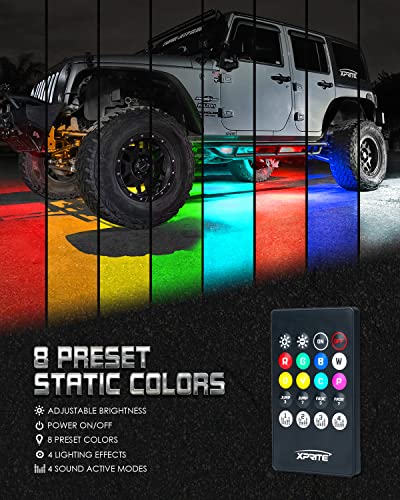 Xprite Car Underglow Neon Accent Strip Lights, 4Pcs RGB 252 LEDs Underglow Kit with Sound Active Function Music Mode & Wireless Remote, Exterior Car Lights Underbody Lighting for Car Van SUV Truck - color: 4PCS Basic No APP