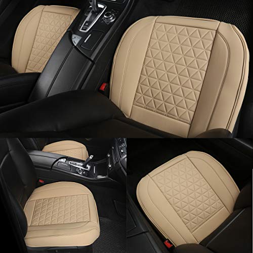 Black Panther Luxury Polyvinyl Car Seat Cover Front Bottom Seat Cushion Cover, Anti-Slip and Wrap Around The Bottom, Fits 95% of Vehicles - 1 Piece,Beige - color: Front Single Beige