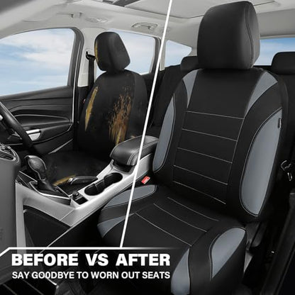 CAR PASS Waterproof Car Seat Covers Front Seats Only with 5mm Composite EVA, Neoprene Car Seat Cover with Separate Headrest Cover, Quick Setup Universal Fit for Car SUV Trucks,Airbag Compatible（Gray - color: Black and Gray
