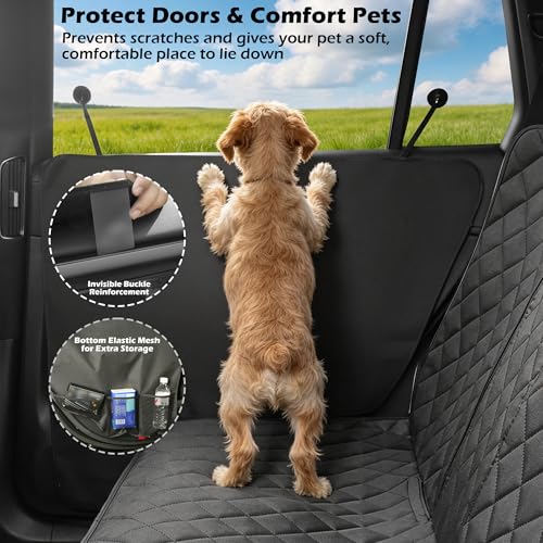 Dog Car Seat Cover for Back Seat with Side Flaps and Door Protector