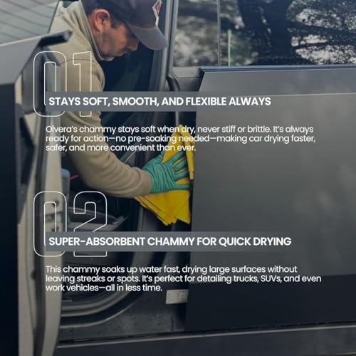 Shammy Cloth for Car Drying – XL 29x23.6 Soft Synthetic Chamois | Super Absorbent, Lint-Free, Machine Washable, Streak-Free | Reusable Commercial Grade Car Drying Shammy for Cars, Trucks, Boats & Home