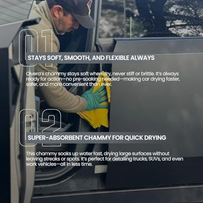 Shammy Cloth for Car Drying – XL 29x23.6 Soft Synthetic Chamois | Super Absorbent, Lint-Free, Machine Washable, Streak-Free | Reusable Commercial Grade Car Drying Shammy for Cars, Trucks, Boats & Home