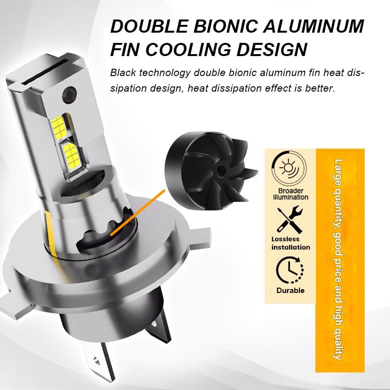 M7 H4 9003 LED Fog Light Bulbs 32000LM 60000Hrs Plug and Play 1:1 Halogen Size Off Road, Pack of 2