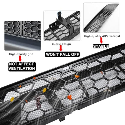 KMF Grille Mesh Inserts for 2019-2024 Tesla Model Y Accessories, ABS Front Air Inlet Vent Grille Cover Detachable Replacement with Insect Protection,Model Y Grill Mesh - size: for 2019-2024 Tesla Model Y