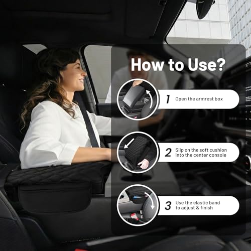 Autorder Center Console Cover for 2015-2025 Ford F150/2017-2025 F250 F350 F450 Accessories Armrest Cover with Storage Bag Anti-Scratch Middle Console Pad Leather Armrest Pad(Jump Seat Only) - size: 2015-2025 Ford F150 with Jump Seat