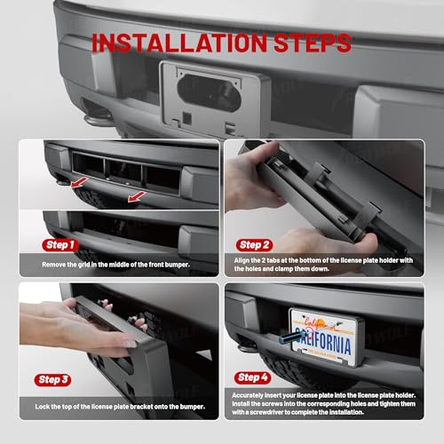 RED WOLF Front License Plate Bracket Fit for Ford 2009-2014 F150 XLT / XL / STX / Platinum / Lariat / King Ranch / FX4 Car License Plate Tage Bracket Holder Black Bumper Mounting 9L3Z-17A385-A