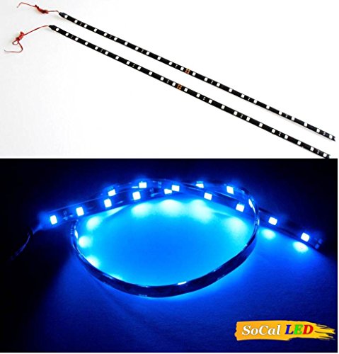 SOCAL-LED LIGHTING 60cm 24" Blue Flexible LED Strips High Power Bright 5050 12 SMD Car DRL Under Dash Accent Light, Waterproof, Cuttable, Pack of 2 - color: Blue, size: 24" (60cm)