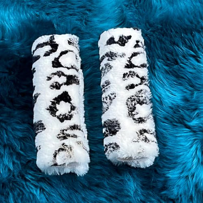 AOGELAN 2 Pack Fluffy Fuzzy Genuine Sheepskin Car Seat Belt Cover Pad, Seatbelt Cushion for Soft Auto Lambswoolshoulder Strap Cushion Adults Kids (2, Leopard Print) - color: Leopard Print