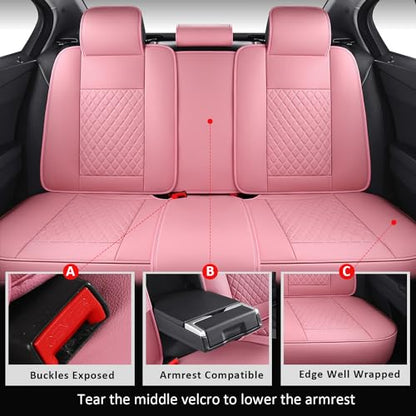 MIROZO Car Seat Covers Full Coverage for SUV Sedan Truck,Pink Full Set - color: Pink, size: 5PCS Full Set
