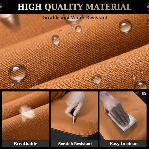 Coverado Universal Car Back Seat Covers - Canvas Rear Seat Cushions for Kids & Dogs, Fits Most Vehicles Trucks SUVs - Khaki - color: Khaki, size: Rear