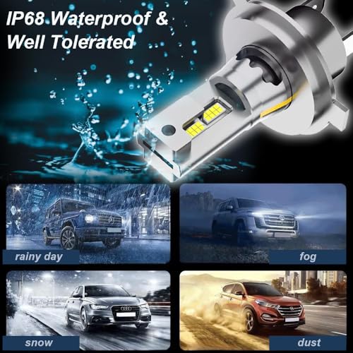 M7 H4 9003 LED Fog Light Bulbs 32000LM 60000Hrs Plug and Play 1:1 Halogen Size Off Road, Pack of 2