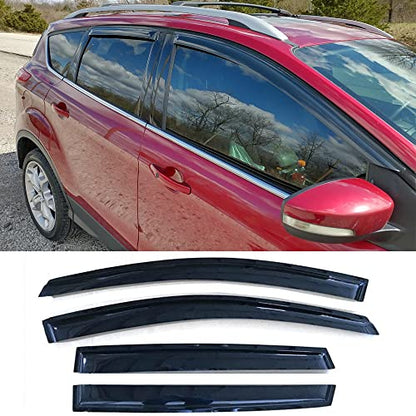 Window Visors Rain Guards for 2013-2019 Ford Escape 94383 - size: 4pcs 2013-2019 Escape (Outside Mount)