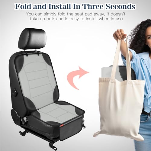 Sinvitron Car Seat Protector for Child Car Seat, Waterproof Car Seat Cover for Leather and Fabric Seats, 2 Mesh Pockets, Non-Slip Bottom, Thick Padding Cushion(1 Pack, Grey) - color: 1 Pack Grey