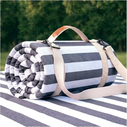 RYCHIC Waterproof Picnic Blanket Rug Outdoor Girlfriend Gf Gifts for Women Sweetest Day Boyfriend 1 One Year Anniversary Meaningful Cute Romantic Xmas First Valentines Men Him Bf - color: Striped Black