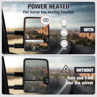 Black Tow Mirrors for 03-07 Chevy GMC Silverado Sierra Switchback Light - color: Black