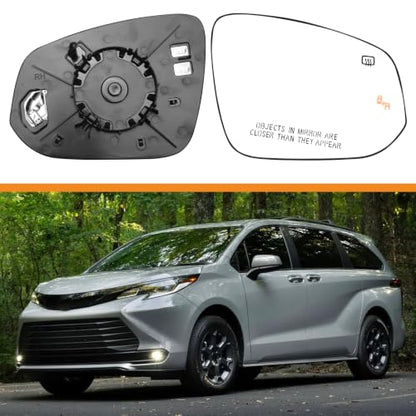 Passenger Side Heated Blind Spot Mirror Glass for Toyota Sienna 2021 2022 2023 2024 2025, Right Side Rear View Replacement - color: Passenger Side