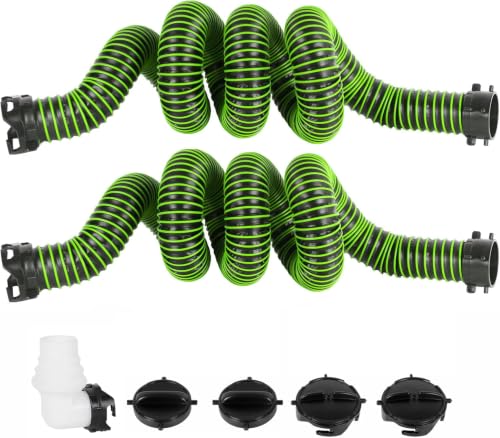 20FT RV Sewer Hose with Bayonet Fittings and 4-in-1 Adapter Elbow - color: Green, size: 20FT