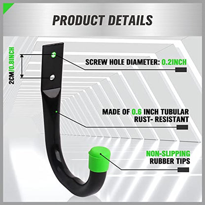 SWANLAKE Heavy Duty Garage Storage Utility Hooks, Utility Hooks for Garage Wall,Color Black (6PCS) - color: Green