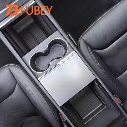 Tesla Model 3 Highland Center Console Organizer 5-Piece Set, 2024-2026 Model 3 Armrest Storage Box & Lower Tray, Hidden Secret Compartment, ABS Anti-Slip Insert - Black - style: Storage Box Model 3 Highland