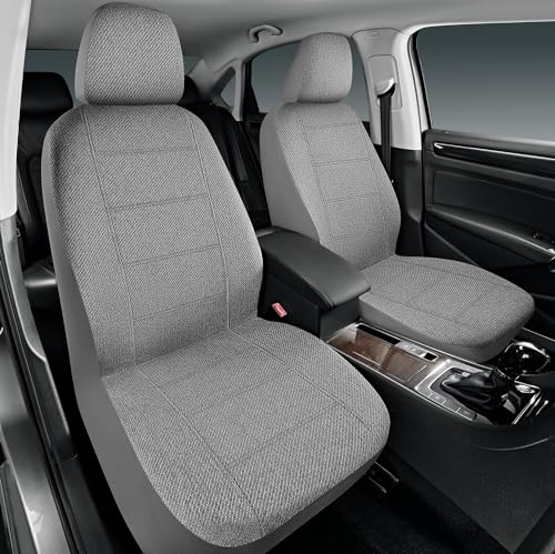 Road Comforts Car Seat Covers for Front Seat, Low Back Heavy Duty Breathable Flax Seat Protector, Airbag, Not Seat Belt Compatible, Washable Seat Cover Fits for Most Cars, Trucks, SUVs, Vans Gray - color: gray, size: Front Low Back