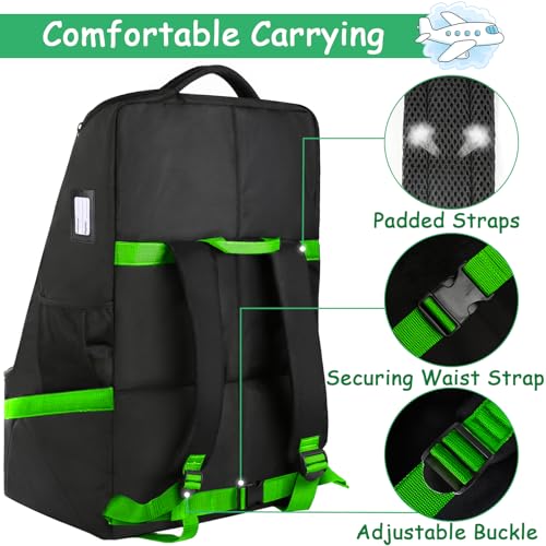 YOREPEK Car Seat Travel Bag, Padded Car Seats Backpack for Air Travel - color: Green