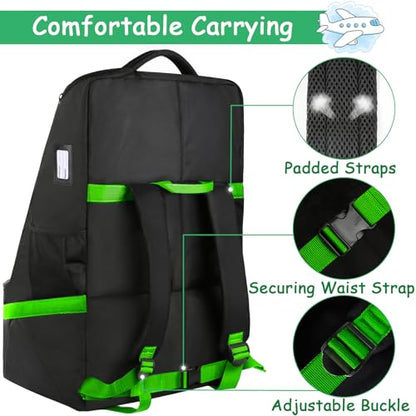 YOREPEK Car Seat Travel Bag, Padded Car Seats Backpack for Air Travel - color: Green