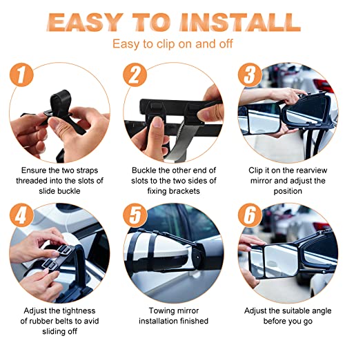 2 Pcs Black Car Towing Mirror Clip on Side Extension Towing Mirror