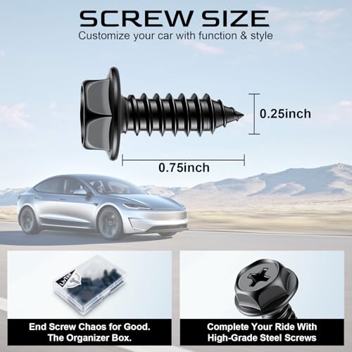 LivTee Rustproof License Plate Screws for Securing License Plates Frames and Covers on Cars and Trucks, 4 Sets Premium Stainless Steel Self Tapping Mounting Bolts (Black Zinc Plated) - color: Cross-Black, size: 4 Pack