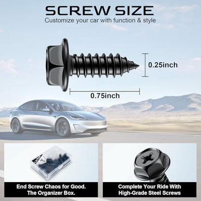LivTee Rustproof License Plate Screws for Securing License Plates Frames and Covers on Cars and Trucks, 4 Sets Premium Stainless Steel Self Tapping Mounting Bolts (Black Zinc Plated) - color: Cross-Black, size: 4 Pack
