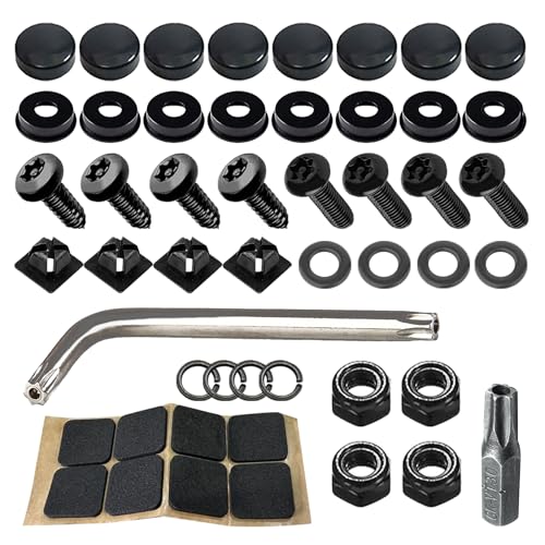 Anti Theft License Plate Screws, Tamper Resistant Licence Plate Kit, 1/4"(M6) Security Screws, Rust Proof Stainless Steel Bolts Fasteners Kit for Front Rear Frame Holder Mounting - color: Black