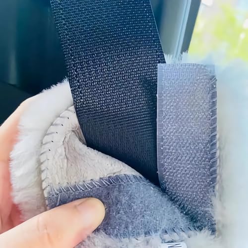 AOGELAN 2 Pack Fluffy Fuzzy Genuine Sheepskin Car Seat Belt Cover, Seatbelt Cushion for Soft Auto Lambswool Shoulder Strap Cushion Adults (2, Bamboo) - color: Bamboo