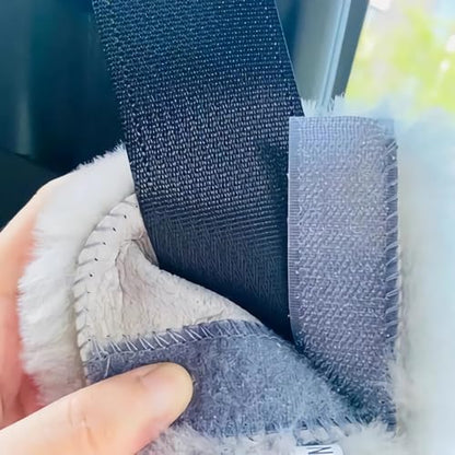 AOGELAN 2 Pack Fluffy Fuzzy Genuine Sheepskin Car Seat Belt Cover, Seatbelt Cushion for Soft Auto Lambswool Shoulder Strap Cushion Adults (2, Bamboo) - color: Bamboo